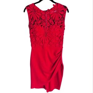 Hello Molly Floral Crochet Cocktail Minidress in Red size 8